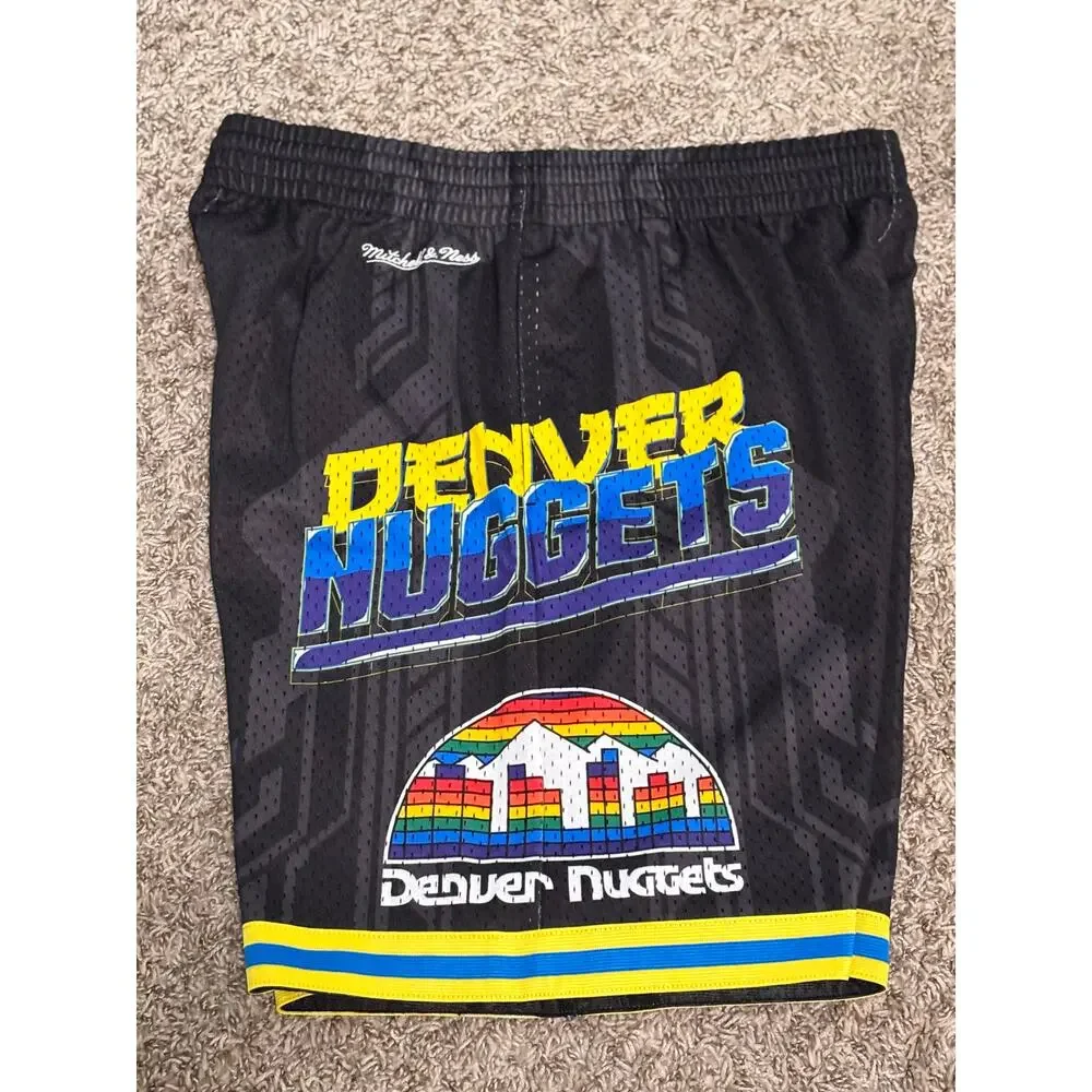 Denver Nuggets Mitchell & Ness NBA HWC Black Short Anime Mens Large L NWOT New
